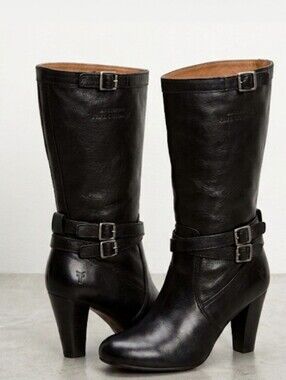 Frye Womens Leather Miranda Heeled Slouch Midcalf Boot Black Size 9
